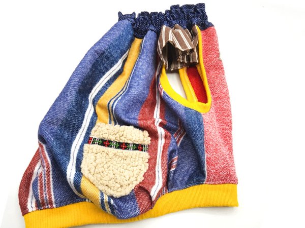 画像2: 【スモック】タテジマ！もこもこポケット（navy系）